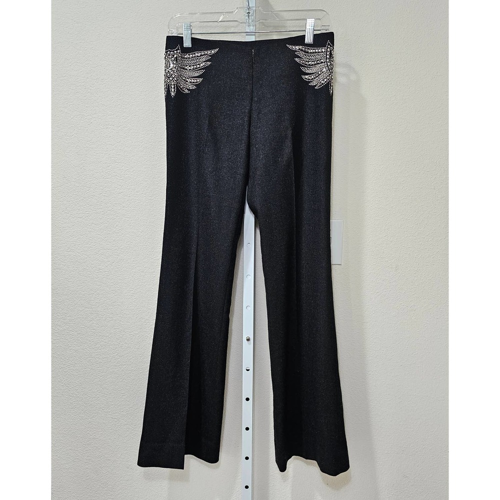 Tory Burch Black Flare Pants with Silver Embellishments